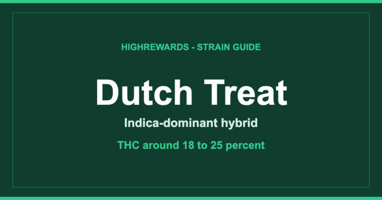 Dutch Treat strain branded cover, Indica-dominant hybrid
