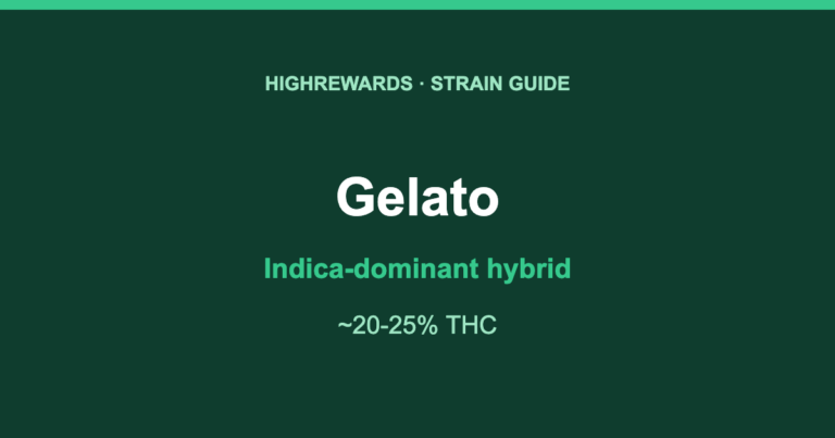 Gelato Indica-dominant hybrid cannabis strain guide, HighRewards
