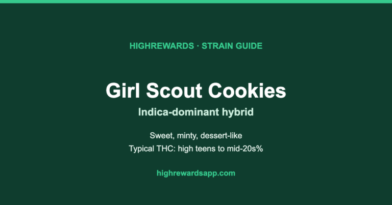 Girl Scout Cookies cannabis strain guide cover from HighRewards