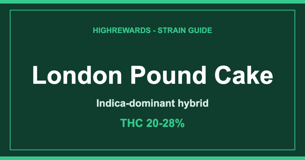 London Pound Cake cannabis strain guide cover by HighRewards