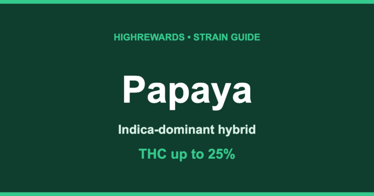 Papaya cannabis strain cover, Indica-dominant hybrid