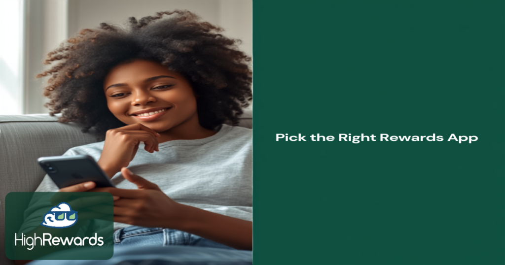 Smiling person on a couch using their phone to pick the right rewards app