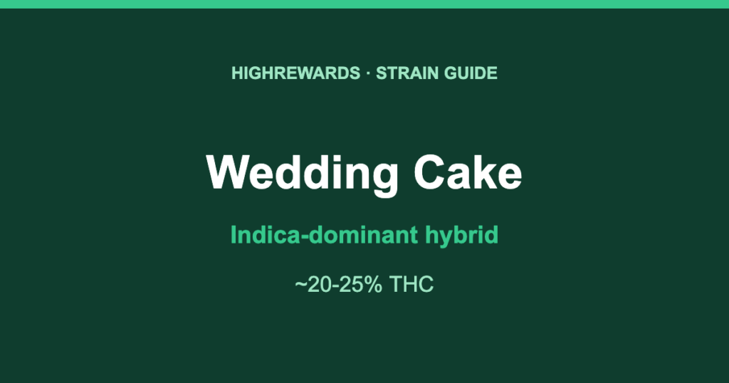 Wedding Cake Indica-dominant hybrid cannabis strain guide, HighRewards