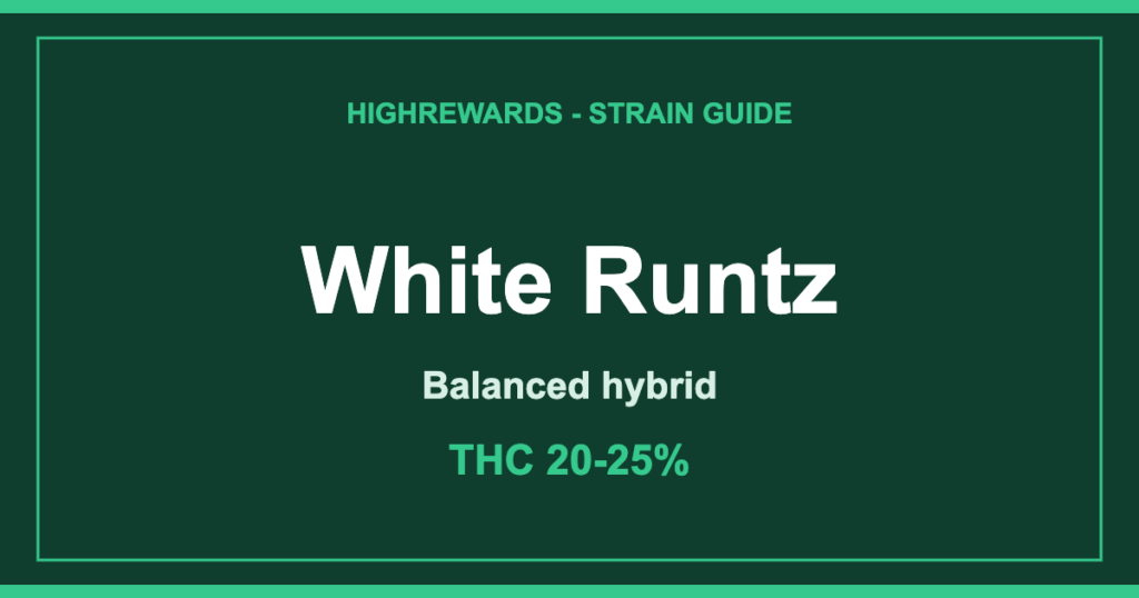 White Runtz cannabis strain guide cover by HighRewards