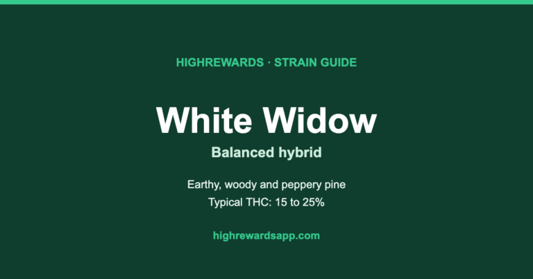 White Widow cannabis strain guide cover from HighRewards