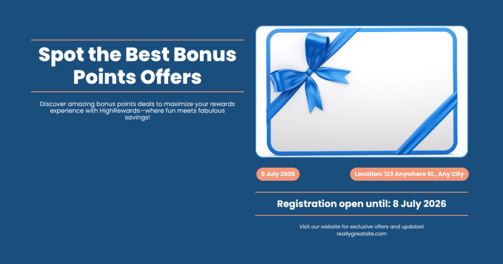 Light green and cream graphic with the HighRewards wordmark and a gift card icon, titled Spot the Best Bonus Points Offers